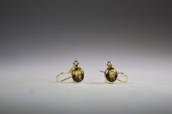 Citrien oorhangers, facet geslepen gold plated