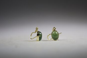 Jade Oorhangers gold plated - Afbeelding 3