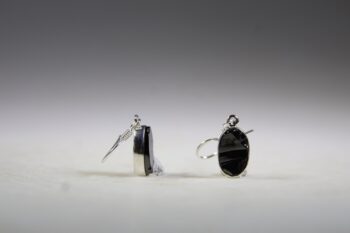Shungit (Edel, Elite, Zilver of Noble) Oorhangers - Afbeelding 3