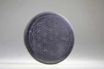 Shungit oplaadschijf gepolijst 'flower of life'
